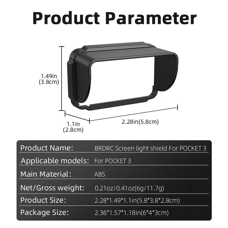For DJI OSMO POCKET 3 Screen Hood Display Protective Cover Sunshade Lightproof Accessory