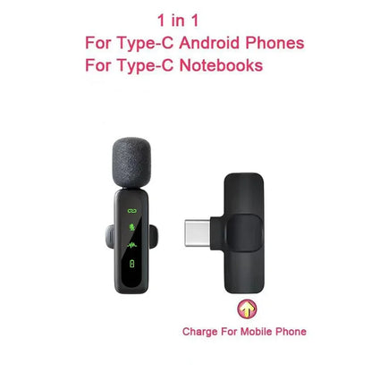 Lavalier Wireless Microphone 80mAh Rechargeable Battery Clip-On Podcast Mic for Streaming Vlogging Voice Recording Plug & Play