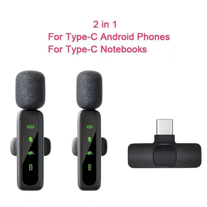 Lavalier Wireless Microphone 80mAh Rechargeable Battery Clip-On Podcast Mic for Streaming Vlogging Voice Recording Plug & Play