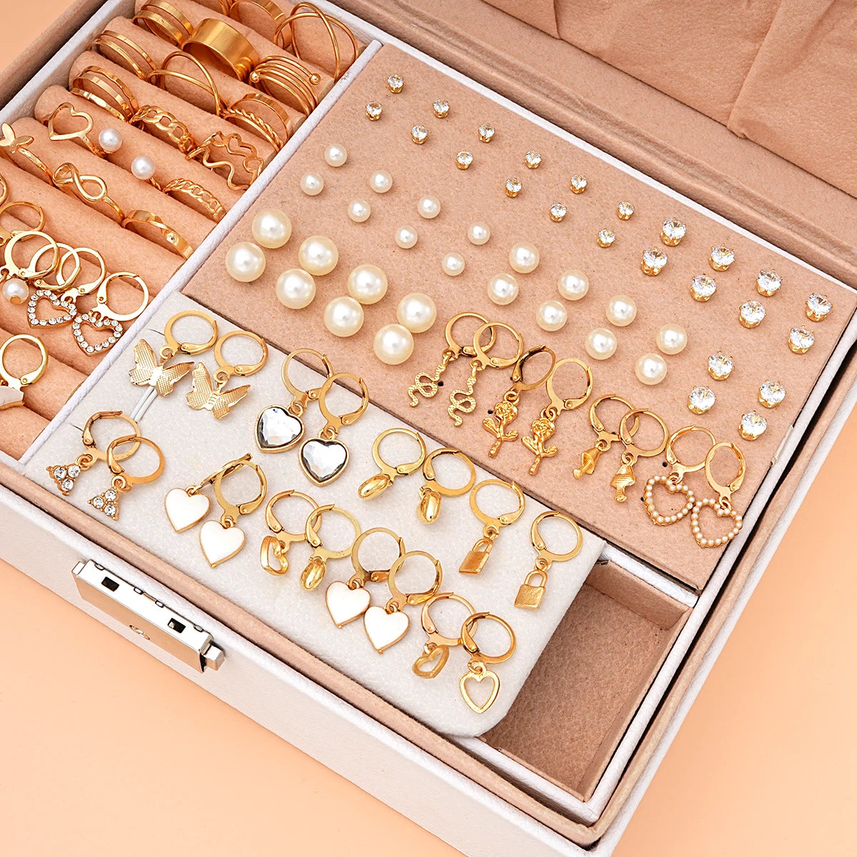 73 Pcs/Set Fashion Metal Earrings Necklaces Bracelets Ankles Rings Combinations Jewelry Sets For Women's Gifts 2024 New