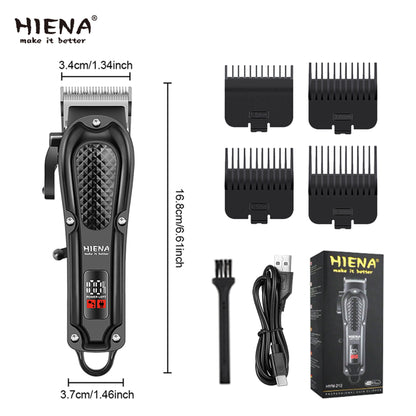 hiena Hair Clipper Professional Hair Cutting Machine Adjustable Hair Trimmer Electric 9000 RPM Barber LED Clipper for Men