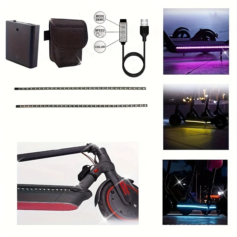 Electric Scooter LED Night Riding Warning Strip Light Suitable for Outdoor Cycling USB Powered
