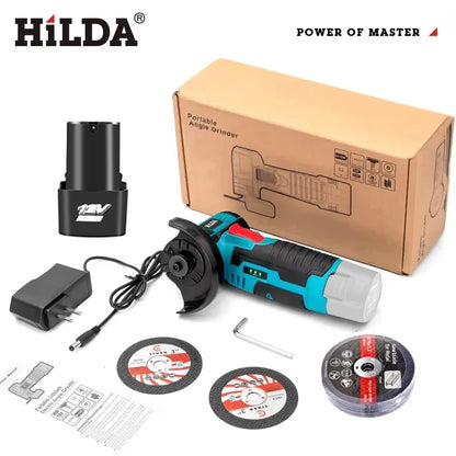 HILDA 12v Mini Angle Grinder Rechargeable Grinding Tool Polishing Grinding Machine For Cutting Diamond Cordless Power Tools