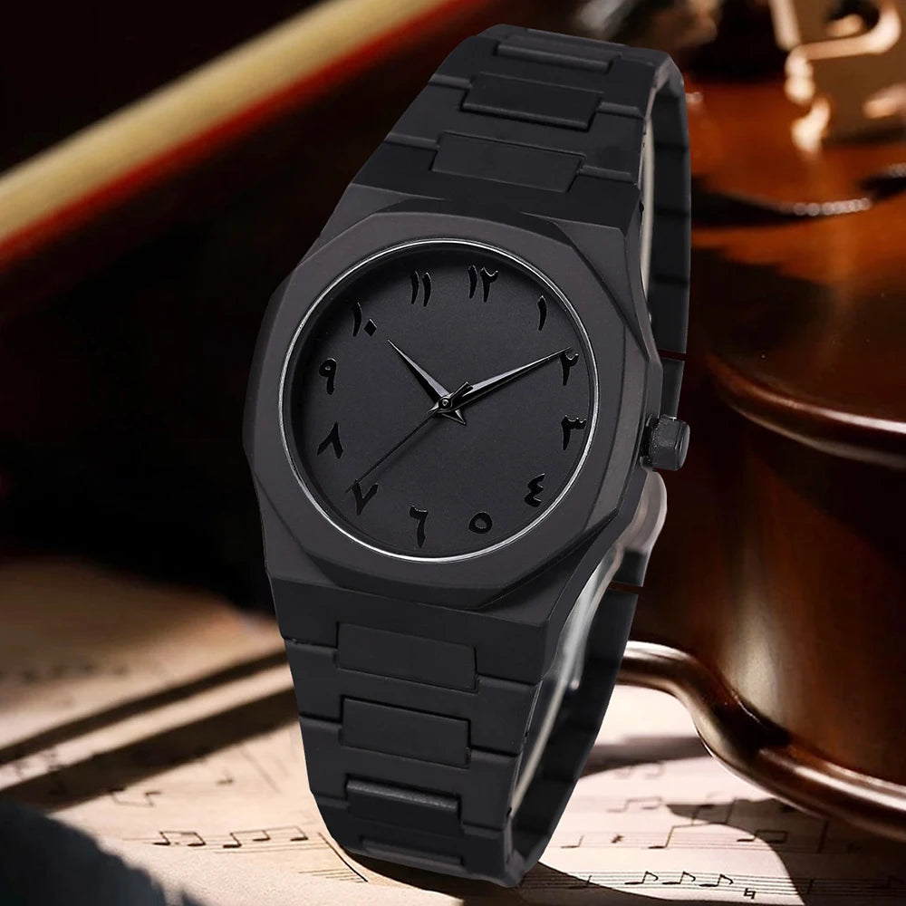 2/4PCS Black Men's Watch Set Fashion Trend Business Quartz Watch Jewelry Set Suitable for Daily Clothing Matching Perfect Gift