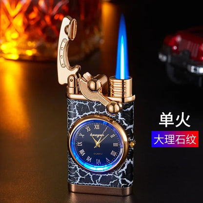 Windproof Gas Lighter Wrist Watch Cigar Lighter Outdoors Jet Double Tube Lighters Gadgets for Men Cigarette Accessories Fires