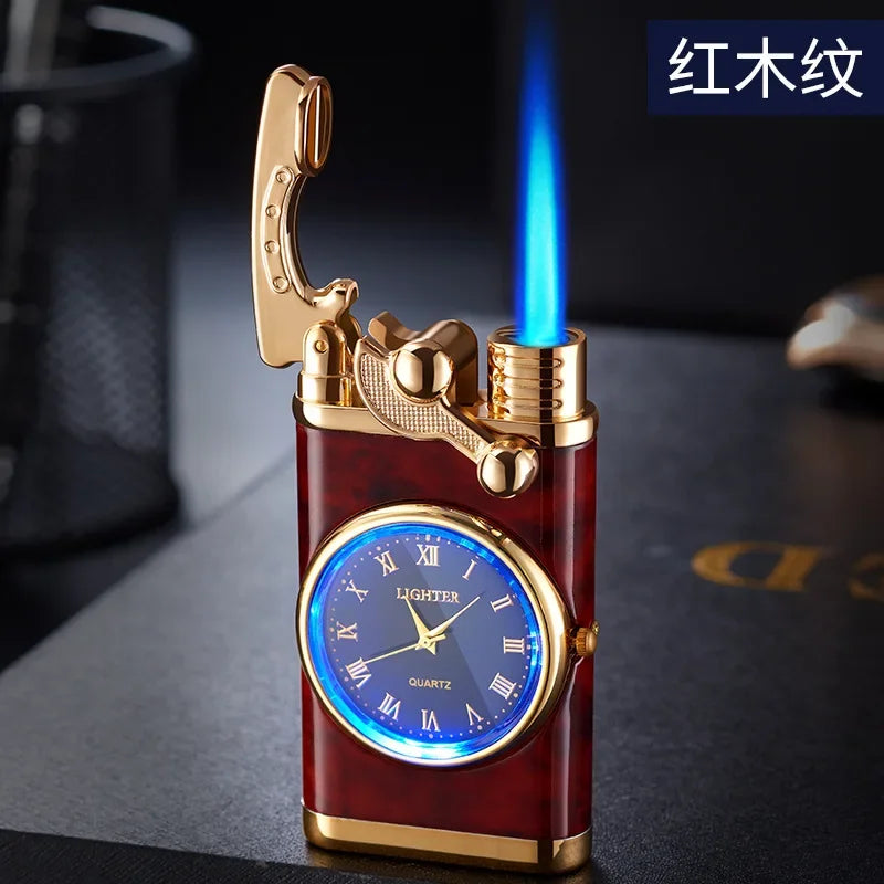 Windproof Gas Lighter Wrist Watch Cigar Lighter Outdoors Jet Double Tube Lighters Gadgets for Men Cigarette Accessories Fires