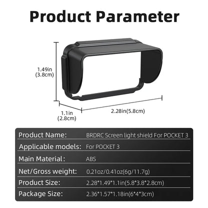 For DJI OSMO POCKET 3 Screen Hood Display Protective Cover Sunshade Lightproof Accessory