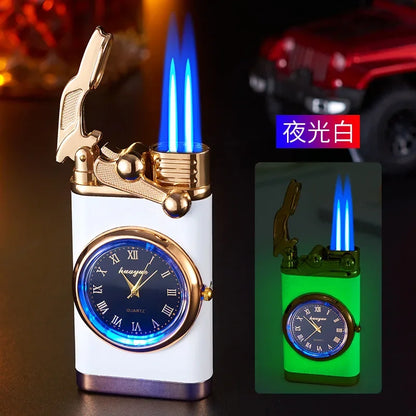 Windproof Gas Lighter Wrist Watch Cigar Lighter Outdoors Jet Double Tube Lighters Gadgets for Men Cigarette Accessories Fires