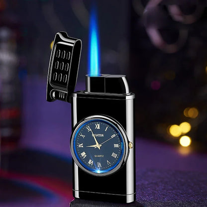 Windproof Gas Lighter Wrist Watch Cigar Lighter Outdoors Jet Double Tube Lighters Gadgets for Men Cigarette Accessories Fires