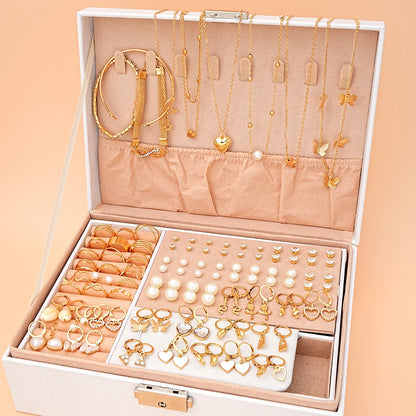 73 Pcs/Set Fashion Metal Earrings Necklaces Bracelets Ankles Rings Combinations Jewelry Sets For Women's Gifts 2024 New